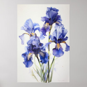 Blue Iriss Flower Art Impressão Poster