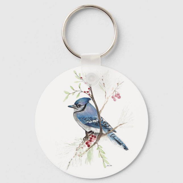 Blue Jay Bird Chaveiro (Frente)