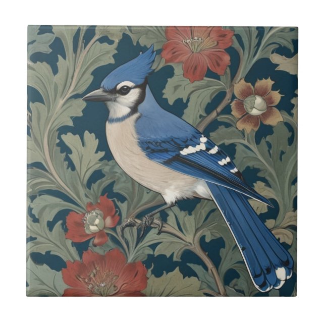 Blue jay Bird William Morris estilo à esquerda Blu (Frente)