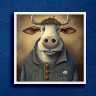 Blue Jean Bovine - Vaca engraçada em Poster de fan
