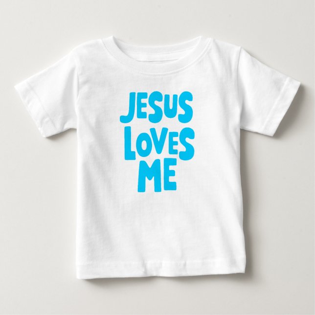 Blue "Jesus me ama" para camiseta bebê (Frente)