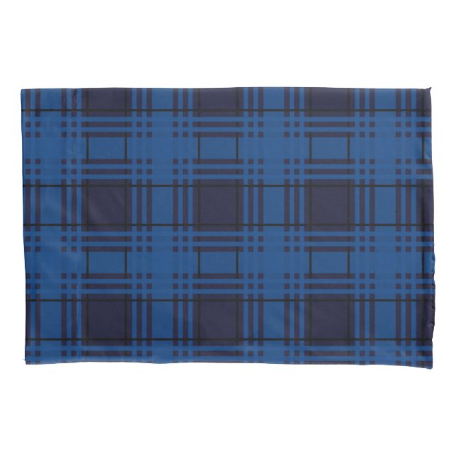 Blue Jewel Plaid Tartan Pillowcase (Frente)