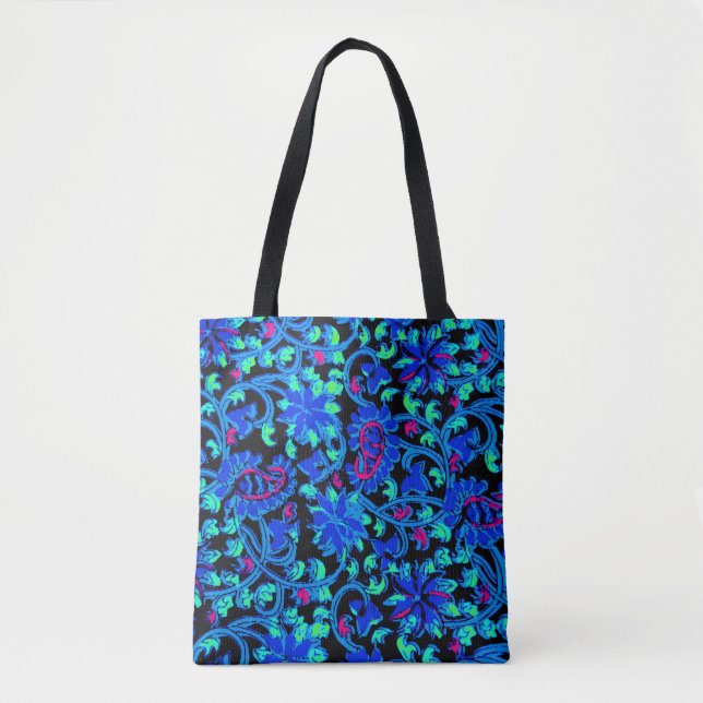 Blue Kalamkari Impressão Tote Bag (Frente)