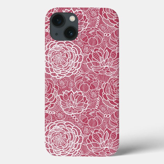 Blue lace flowers pattern background (Verso)