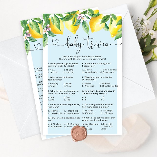 Blue Lemon Baby Trivia game chá de fraldas (Criador carregado)