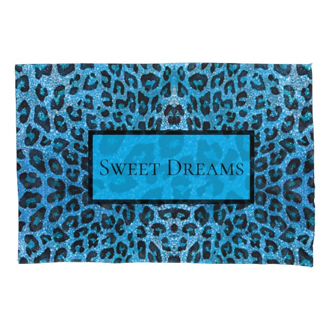Blue Leopard Faux Sparkle Sweet Dreams Modern Chic (Frente)