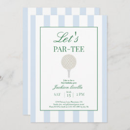 Blue Let's Par-Tee Golf First Birthday Convite