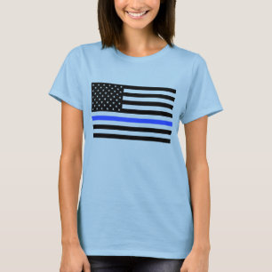 Blue Line fino embandeira a camisa das mulheres