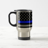 Blue Line fino embandeira a caneca de viagem