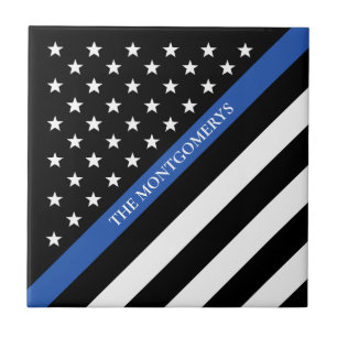 Blue Line fino policia o monograma da bandeira