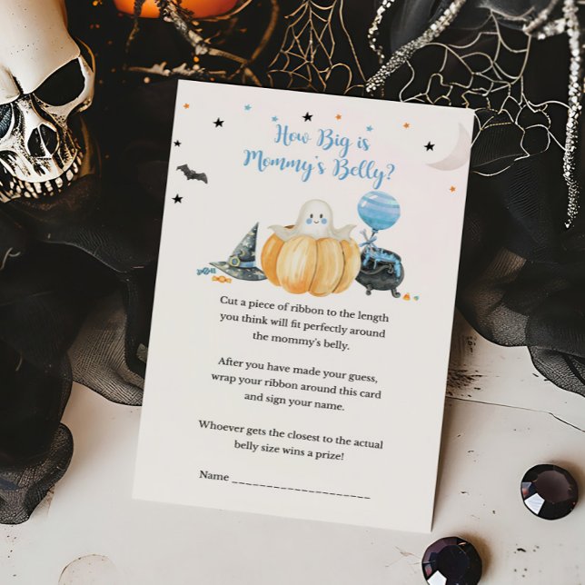 Blue Little Boo Quão Grande é o Jogo Mommys Belly (Pumpkin Halloween Baby Shower How Big is Mommys Belly Game)