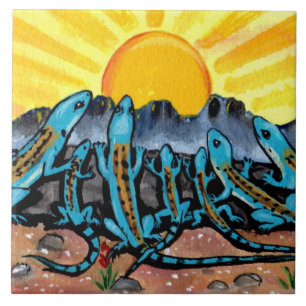Blue Lizards & Sunrise, sudoeste do Azulejo Trivet
