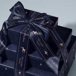 Blue luxury Christmas personalized ribbon