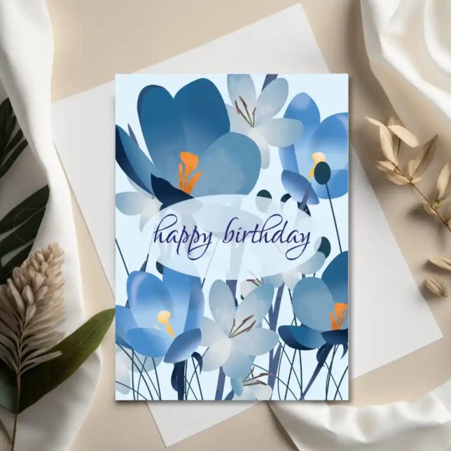 Blue Meadow — Cartão de Aniversário Botânico (Criador carregado)