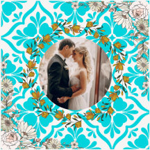 Blue Mediterranean Tile Pattern Wedding Photo Cera