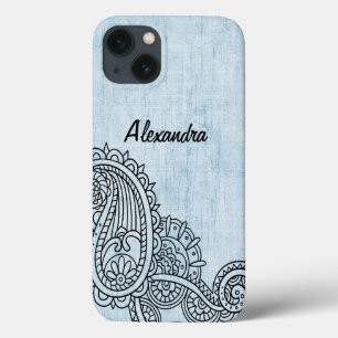 Blue Mehndi Motif Galaxy Nota 4 Caso