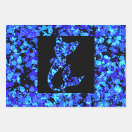 Blue mermaid Splattered Paint 