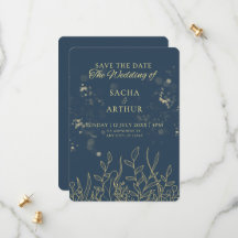 Blue Modern Salve o Convite para Cartão de Data