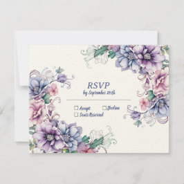 Blue Moon Flower (verso): Cartão RSVP de Casamento