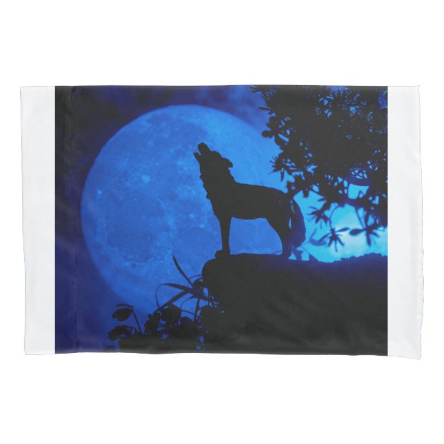 Blue Moon Wolf Pillowcase (Frente)