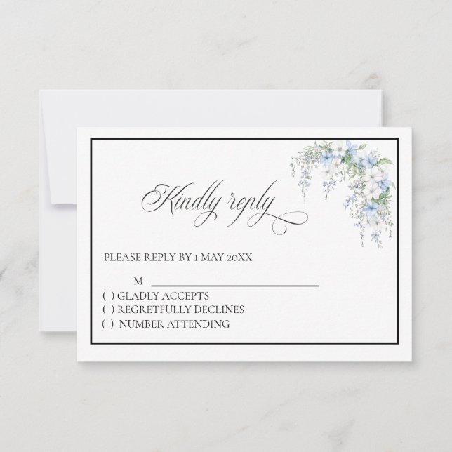 Blue Morning Glory RSVP card (Frente)
