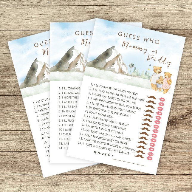 Blue Mountain Bear adivinha quem Mamãe ou jogo de  (Criador carregado)