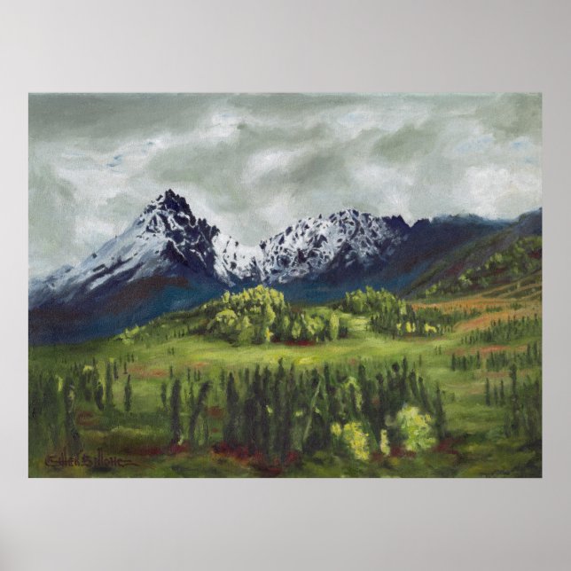 Blue Mountain of the Far North Poster (Frente)