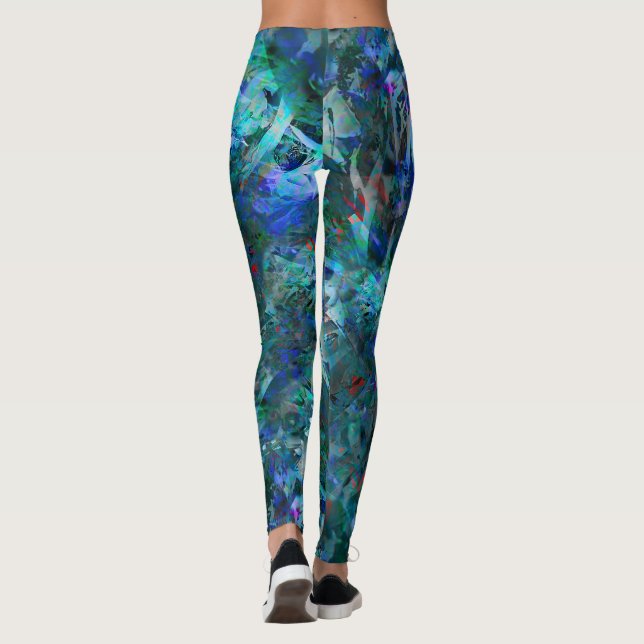 Blue Ocean Flows Abstract Leggings -large pattern (Verso)