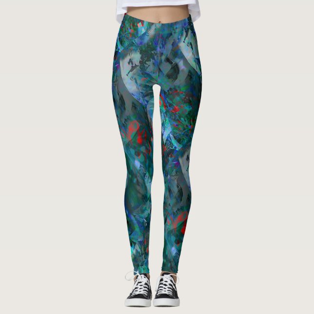 Blue Ocean Flows Abstract Leggings - v2 (Frente)
