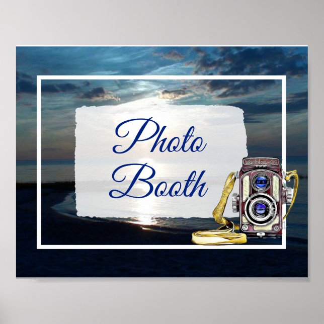 Blue Ocean Sunsetl Foto Booth Sinal Poster (Frente)