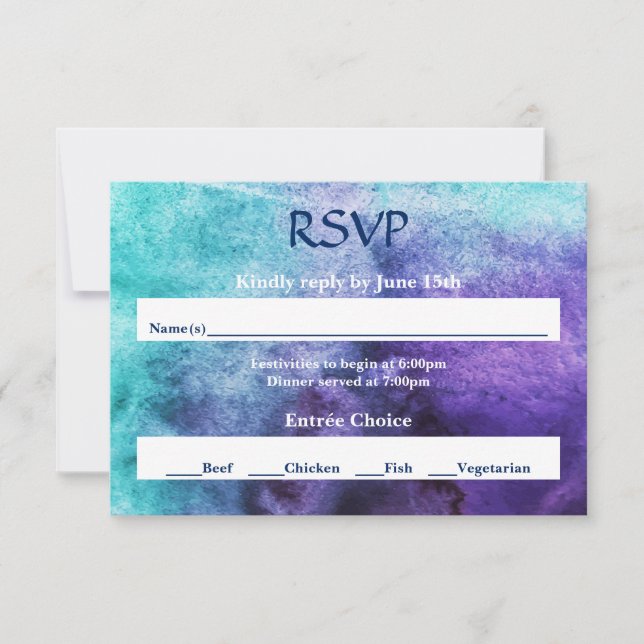 Blue on Purple Watercolor - RSVP (Frente)