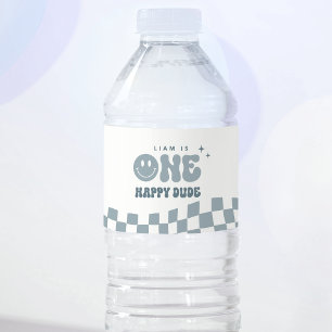 Blue ONE Happy Duo Birthday - Etiqueta de Garrafa 