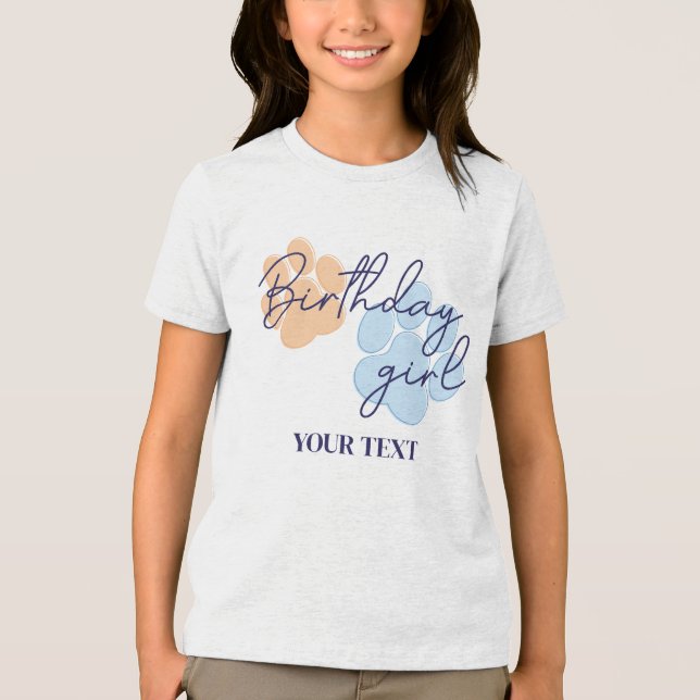 Blue Orange Dog Paw Imprime Birday Festa de Rapari (Frente)