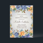 Blue Orange Floral 60º Convite de Aniversário<br><div class="desc">Azul-marinho elegante e cor d'água laranja floral/tigerlilos e verde num convite de aniversário de 60° bronzeado. Entre em contato comigo para obter assistência com a personalização ou para solicitar a correspondência ou a coordenação de produtos Zazzle para o seu partido.</div>