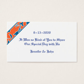 Blue, Orange, White,  Damask Wedding Favor