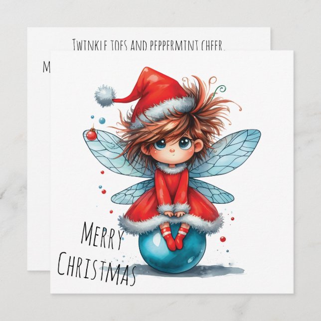 Blue Ornament Fairy – Holiday Card (Frente/Verso)