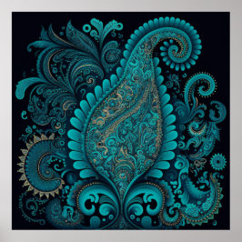 Blue Paisley Poster 2