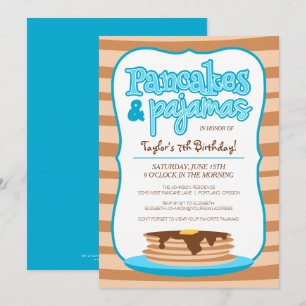 Blue Pancakes e Pajamas - Convite de Aniversário