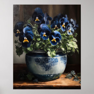 Blue Pansy Flowers Art Impressão Poster