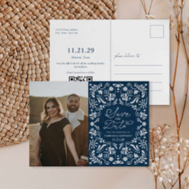 Blue Papel Picado Foto para salvar a data Cartão p