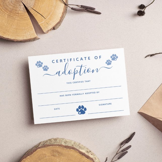 Blue Paw imprime o certificado de adoção (Criador carregado)