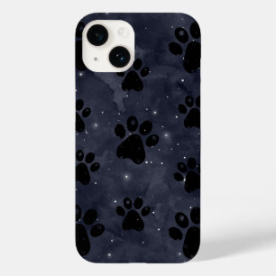 Blue Paw Stars Moon Watercolor
