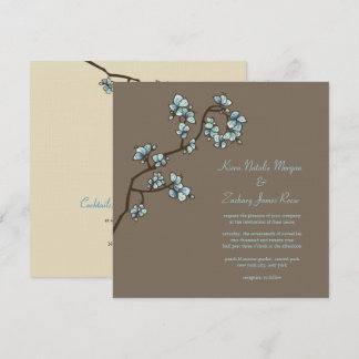Blue Peach Blossoms Sakura Convite de casamento as