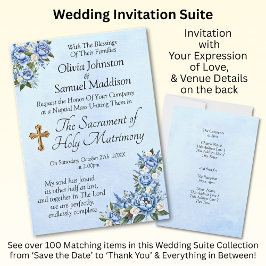 Blue Peony sobre Convite da Suite de Casamento Azu