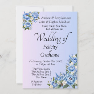 Blue Peony Wedding Suite em Convite Mauve #B