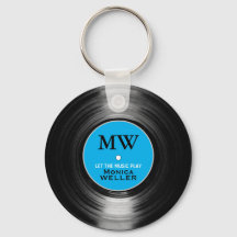 Blue Personated Music Vinyl Record Chaveiro