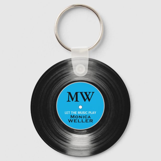 Blue Personated Music Vinyl Record Chaveiro (Frente)