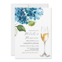 Blue Petals and Prosecco Bridal Shower Invitations