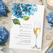Blue Petals and Prosecco Bridal Shower Invitations