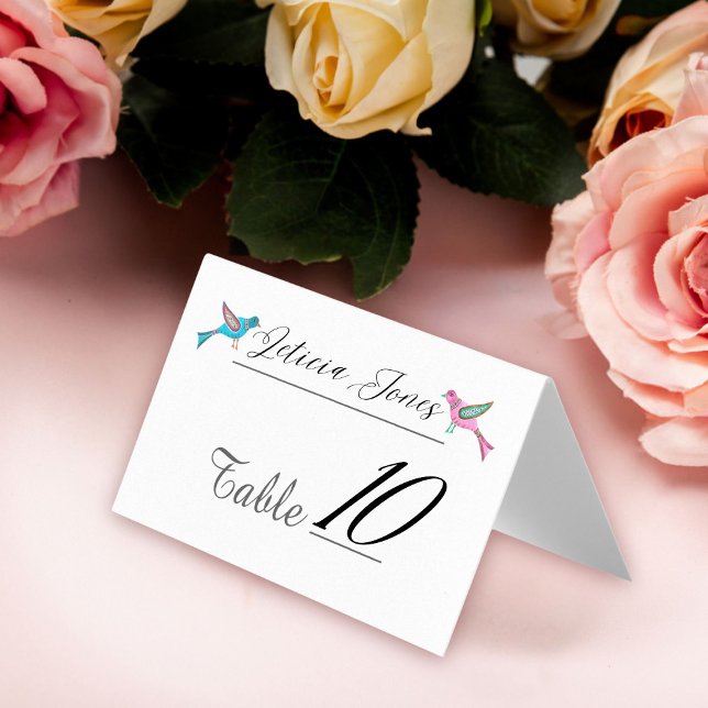 Blue & Pink - Cartão de Local de Casamento Mexican (Criador carregado)